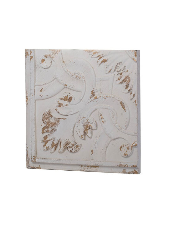 Artekko Wall Decor Kawan White Wooden 44.5x3.8x44.5cm 4 Pieces
