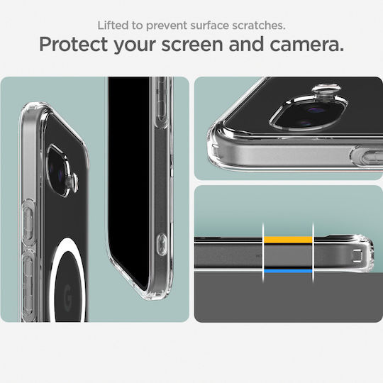 Spigen Ultra Hybrid Metal Ring (MagFit) Back Cover Silicon / Plastic 2mm Clear White (Google Pixel 9a)