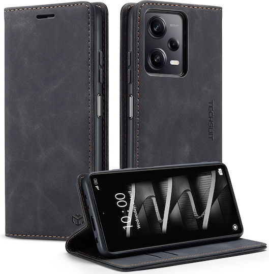 Techsuit Buchen Sie Synthetisches Leder Schwarz (Motorola Edge 50 Ultra)