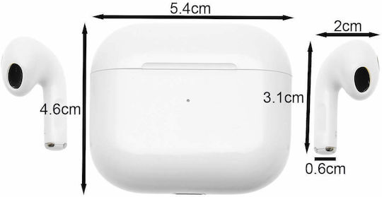 Pavareal Apro 4 Plus Earbud Bluetooth Handsfree Ακουστικά με Θήκη Φόρτισης Λευκά