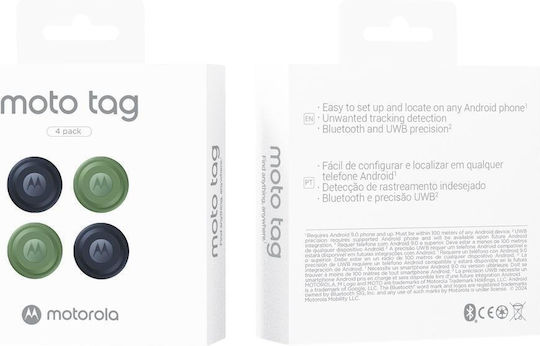 Motorola Moto Tag Nano Google Find My Device Tracker Jade Green, Midnight blue 4pcs