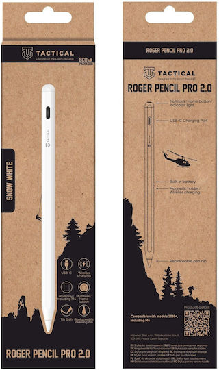 Tactical Roger Pencil Pro 2.0 Digitală Stilou Tactil cu Palm Rejection pentru iPad de culoare Alb