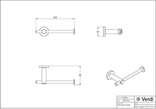 Verdi Sigma Inox Paper Holder Wall Mounted Black Matt