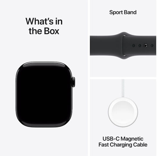 Apple Watch Series 10 Cellular Aluminum 46mm Waterproof with eSIM and Heart Rate Monitor Sport Band Jet Black Ink M/L