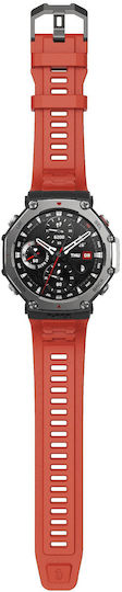 Amazfit T-Rex 3 Stainless Steel 48mm Waterproof Smartwatch with Heart Rate Monitor (Lava)