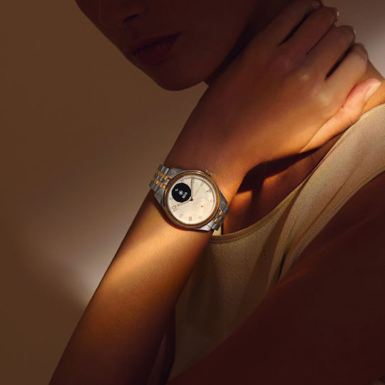 Withings Scanwatch Nova Brilliant Stainless Steel 39mm Waterproof with Heart Rate Monitor (Rose Gold Silver)