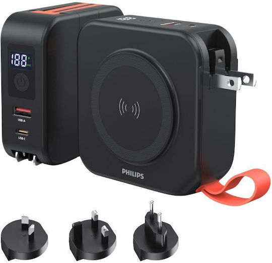 Philips Power Bank 10000mAh with USB-A Port and USB-C Port Black