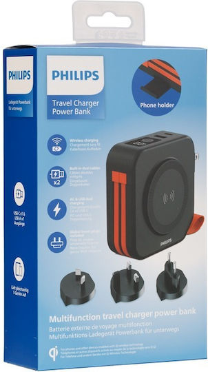 Philips Power Bank 10000mAh with USB-A Port and USB-C Port Black
