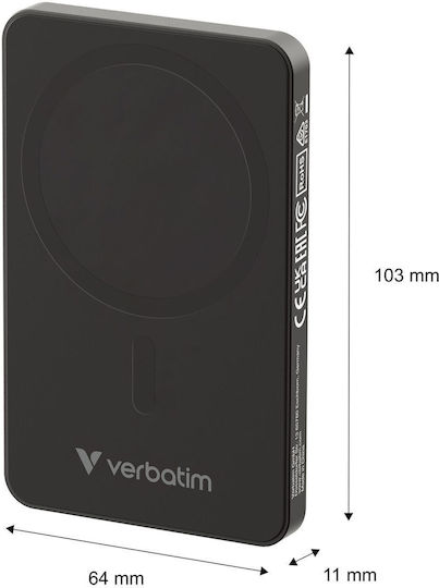 Verbatim Charge 'n' Go MagSafe Power Bank 5000mAh 20W mit USB-C Ausgangsanschlusses Grau