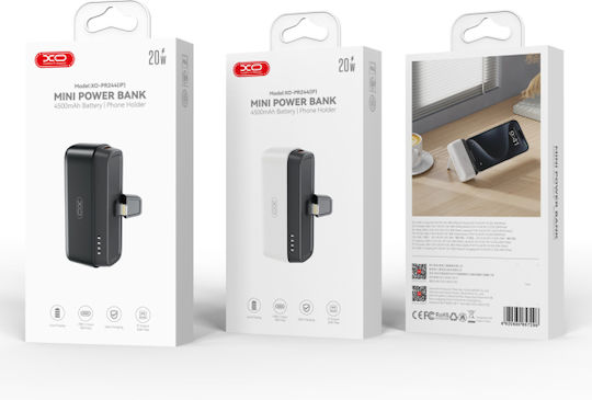 XO PR244 Lightning Power Bank 5000mAh 20W cu Port USB-C Quick Charge 2.0 / Quick Charge 3.0 Negru