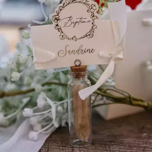 Glass Tube Dried Lagurus Set of 4 Pieces Ecru 8 X 2 Cm Beauty Home