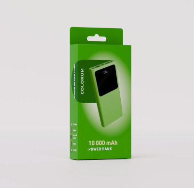 Colorum Power Bank 10000mAh 22.5W with 2 USB-A Ports and USB-C Port xGreen