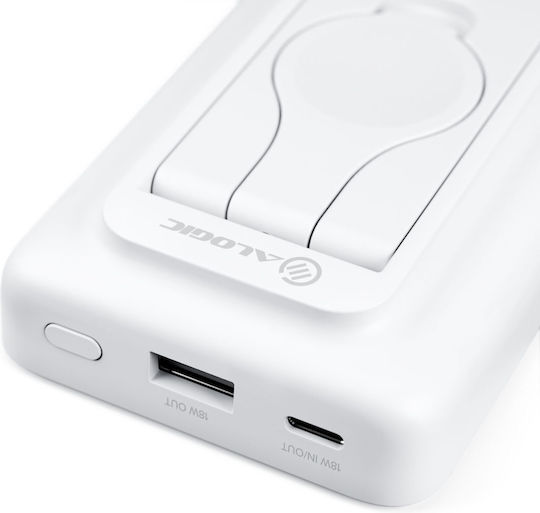 Alogic Lift 4-in-1 MagSafe Power Bank 10000mAh 18W mit USB-A Anschluss und USB-C Anschluss Weiß