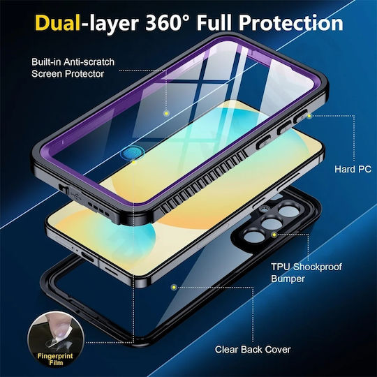 Shellbox 360 Full Cover Σιλικόνης / Πλαστικό Αδιάβροχο Μαύρο (Galaxy S25+)