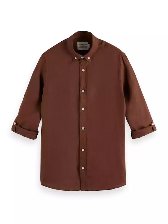Seasonal Core Long-sleeved Linen Shirt Brown