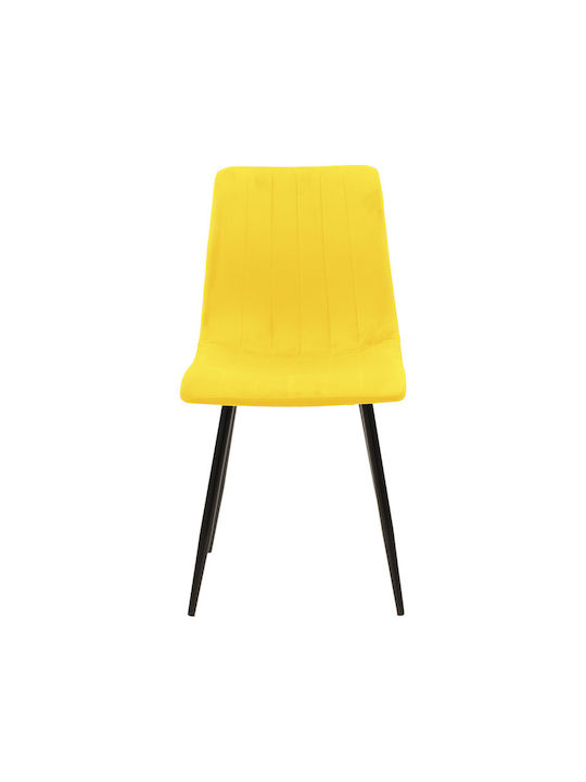 Noor Dining Room Velvet Chair Yellow Velvet 44x53x86cm