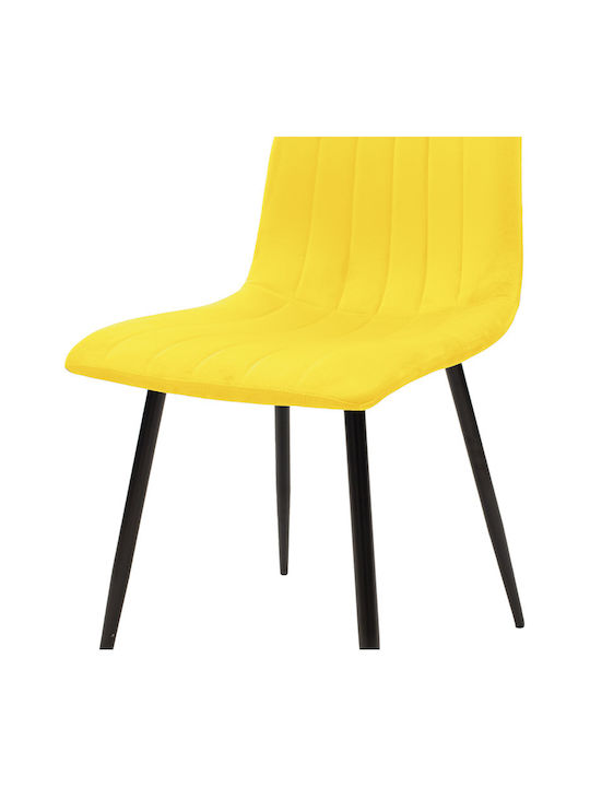 Noor Dining Room Velvet Chair Yellow Velvet 44x53x86cm