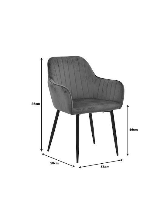 Noor Stühle Speisesaal Black Velvet 1Stück 58x58x86cm
