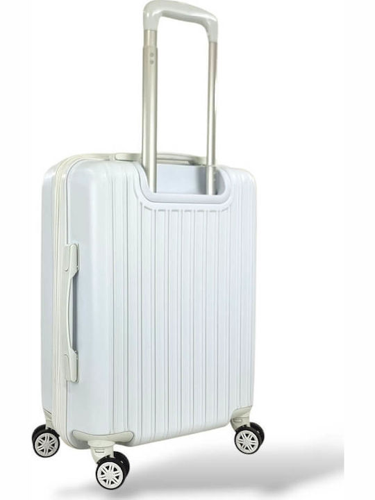 Playful Bags Cabin Travel Suitcase Hard White with 4 Wheels Height 55cm