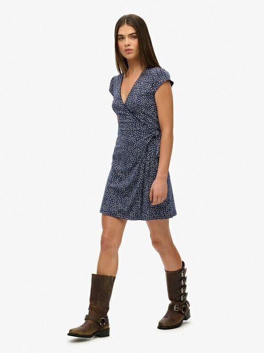 Summer Mini Wrap Blue Dress