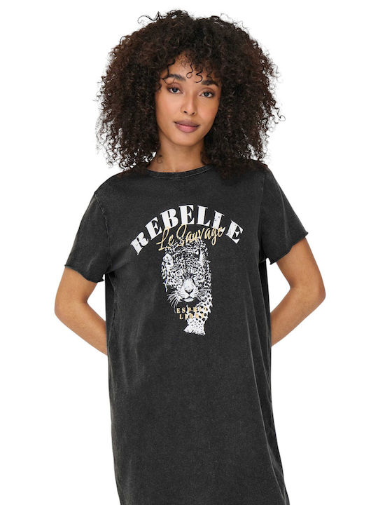 Life Summer Mini T-Shirt Dress Rebelle Black
