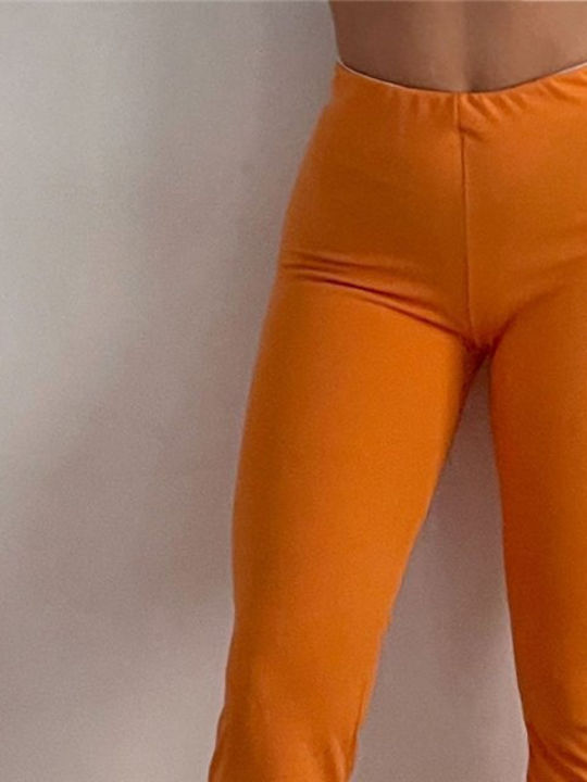 Women's High-waisted Fabric Trousers Flare Orange