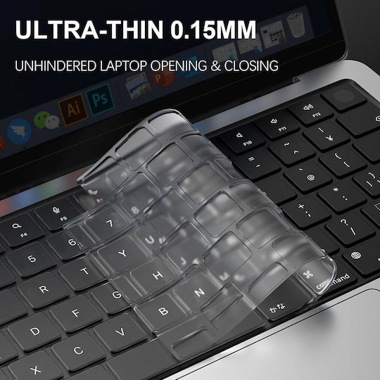 Techsuit Premium Puretypex Kc1 Keyboard Cover Ultra-Thin MacBook Pro 14 2024-2021 Air 13/15 2022-2025 Transparent