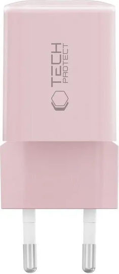 Tech-Protect Зарядно без кабел с USB-A порт и USB-C порт 33W Розов (NCM33W)