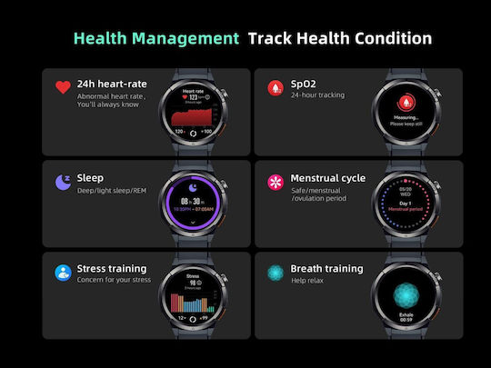 QCY Active GX Watch S12 Aluminium 47mm with Heart Rate Monitor (Black)