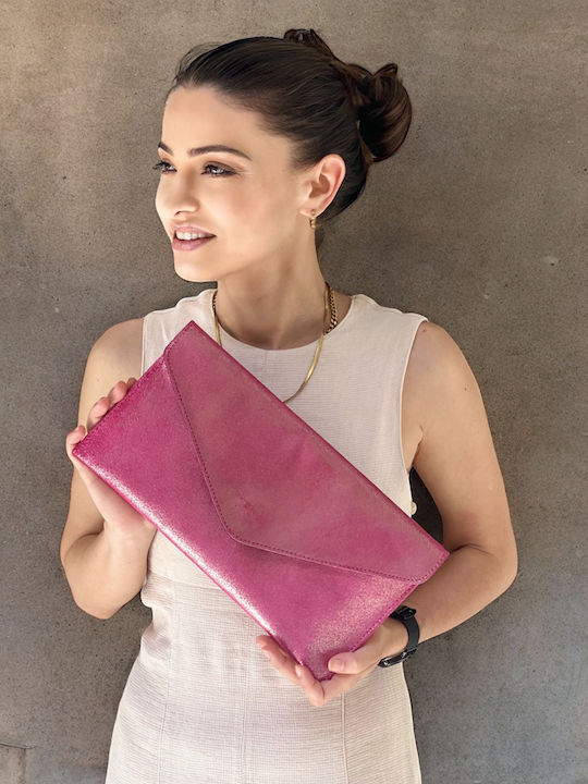 Leather Women's Clutch Fuchsia