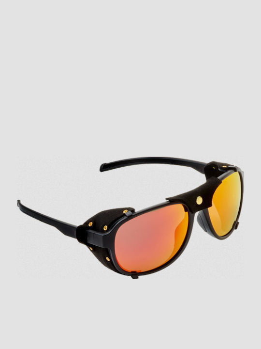 Cairn Unisex Sunglasses with Black Plastic Frame and Orange Polarized Mirror Lens