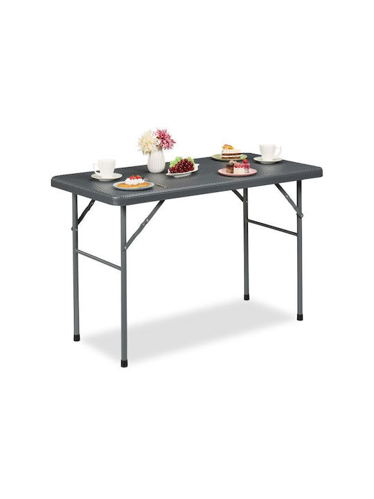 Plastic Masa pentru spații exterioare Pliabil cu schelet metalic Gri 121.5x61x74buc