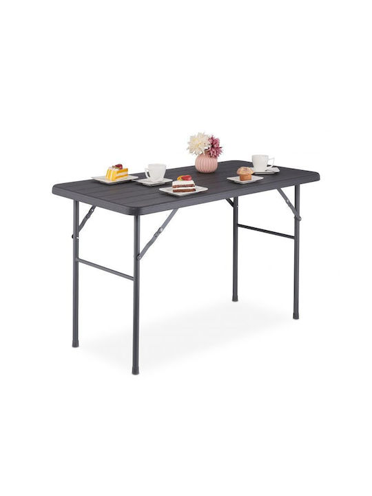 Plastic Masa pentru spații exterioare Pliabil cu schelet metalic Gray 118x60x74buc