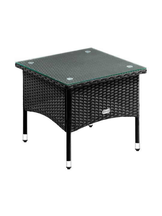 Τραπέζι για Μικρούς Εξωτερικούς Χώρους Rattan Black 50x50x45εκ.