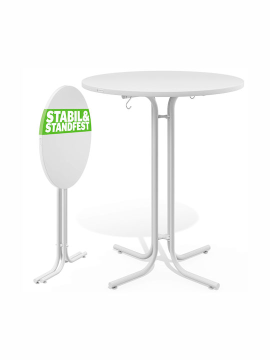 Masă Metalică Catering Pentru Spații Exterioare Mici Pliabilă Albă 80x80x110 cm