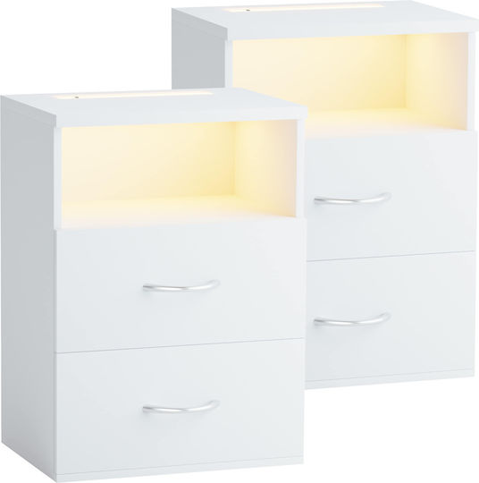 Noptiere Lemnoase Albe 2buc 28x55x40cm
