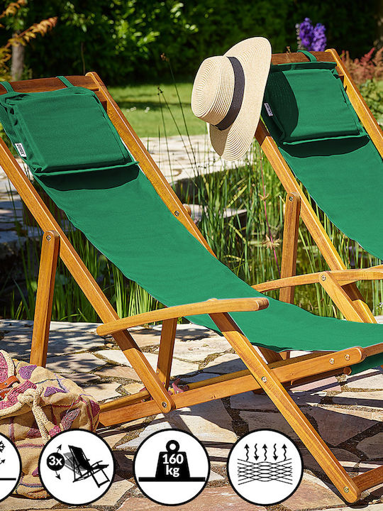 Deckchairs Wooden Green 94x60x94cm