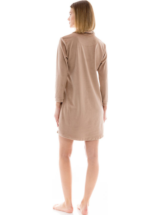 Pink Label Winter Velvet Women's Nightgown Skin