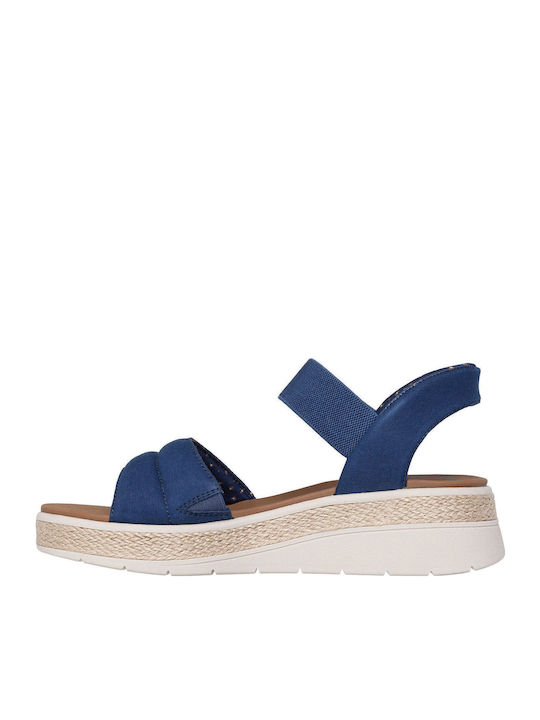 BOBS Sun Ray Women's Ankle Strap Platforms Blue