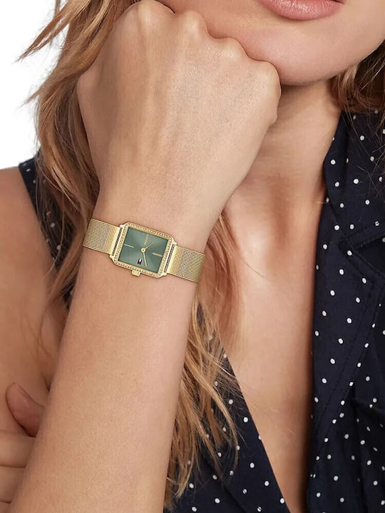 Tommy Hilfiger Tea Damen Uhr Chronograph mit Gold Metallarmband