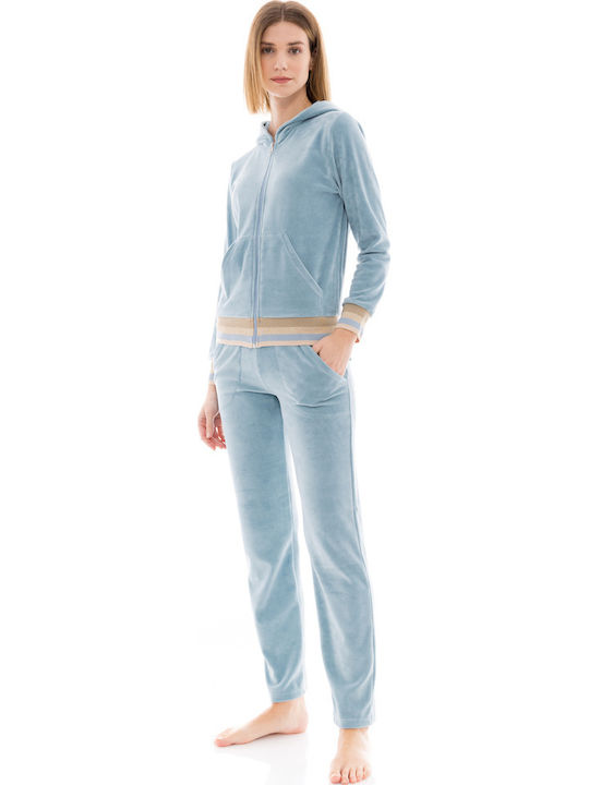 Set Trening Dama Catifea Albastru
