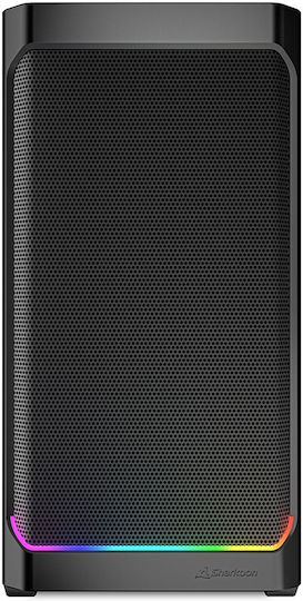 Sharkoon MK4W RGB Strip Gaming Midi Tower Computer Case with Side Window Black