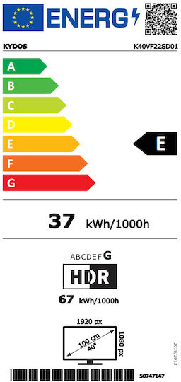 Kydos Smart Τηλεόραση 40" Full HD LED K40VF22SD01 HDR (2025)