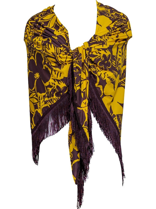Παρεό Floral Yellow&brown Γυναικείο Παρεό Παραλίας