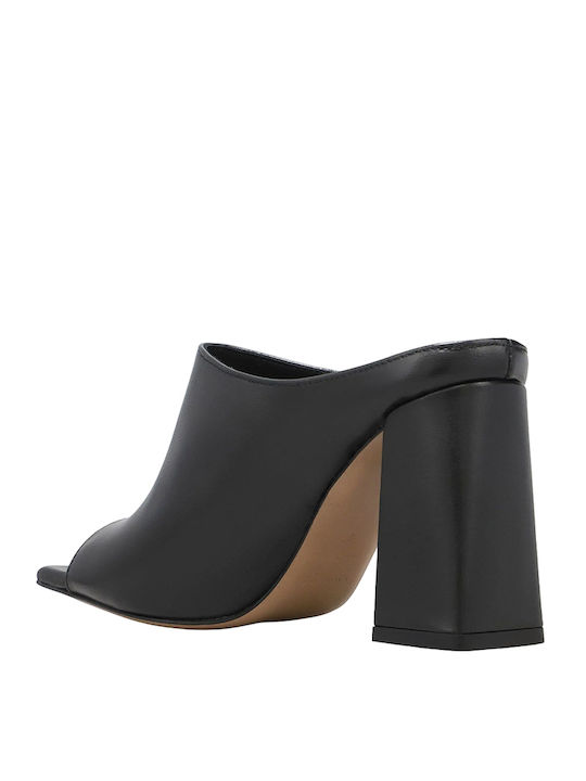 Mules with Chunky High Heel in Black Color