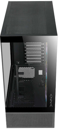 Azza Gaming Midi Tower Κουτί Υπολογιστή με Πλαϊνό Παράθυρο και ARGB Φωτισμό Μαύρο