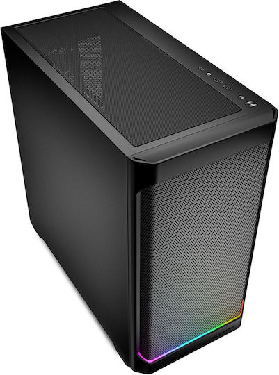 Sharkoon MK4 RGB Strip Gaming Midi Tower Κουτί Υπολογιστή με Πλαϊνό Παράθυρο Μαύρο