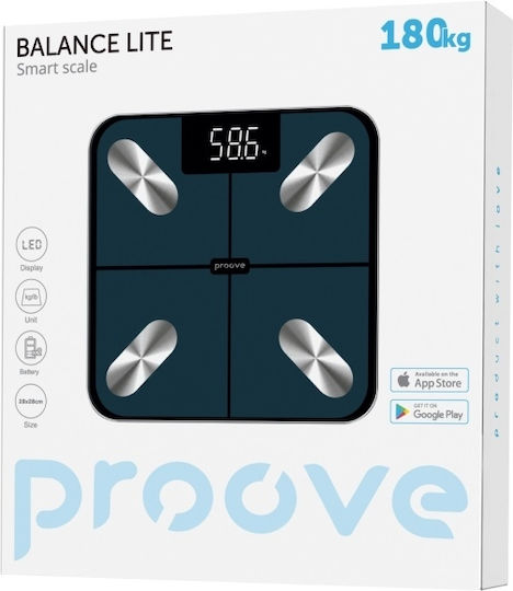 Proove Smart Badezimmerwaage 180kg mit Körperfettmessung & Bluetooth Blaue