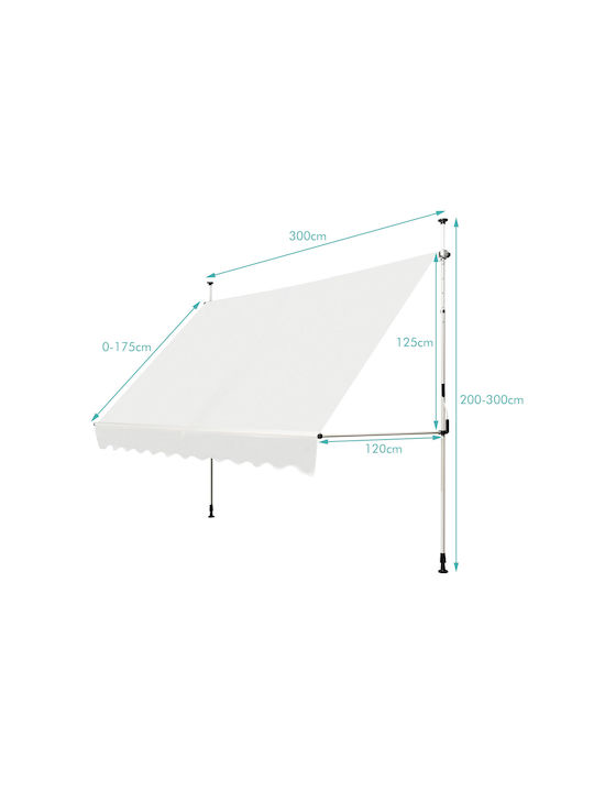 Costway Zelt Terrasse mit LEDs Beige 3x1.2m