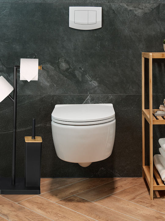 Relaxdays Metallic Toilet Brush Black